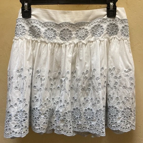 Sz 38/4 NEW See by Chloe Anglaise Cotton Poplin Skirt w/Eyelet Embroidery - Picture 3 of 5
